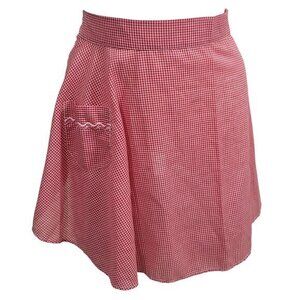 Vintage Apron Red White Checked Waist Tie